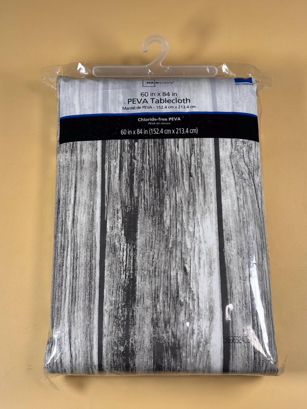 NIP Mainstays Peva Woodgrain Vinyl Tablecloth Rustic Shiplap 60x84” inch Round